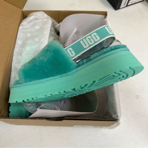 New Ugg Disco Slide Flatform Platform Sandal Slippers Tidepool Teal Mint - Picture 4 of 6